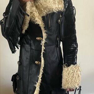 Comme des Garcons Black and Cream Leather Jacket